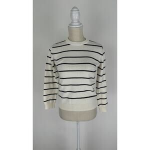 Nordstrom Rack Core Pullover Sweater Ivory Egret Stripe Womens Size Large New